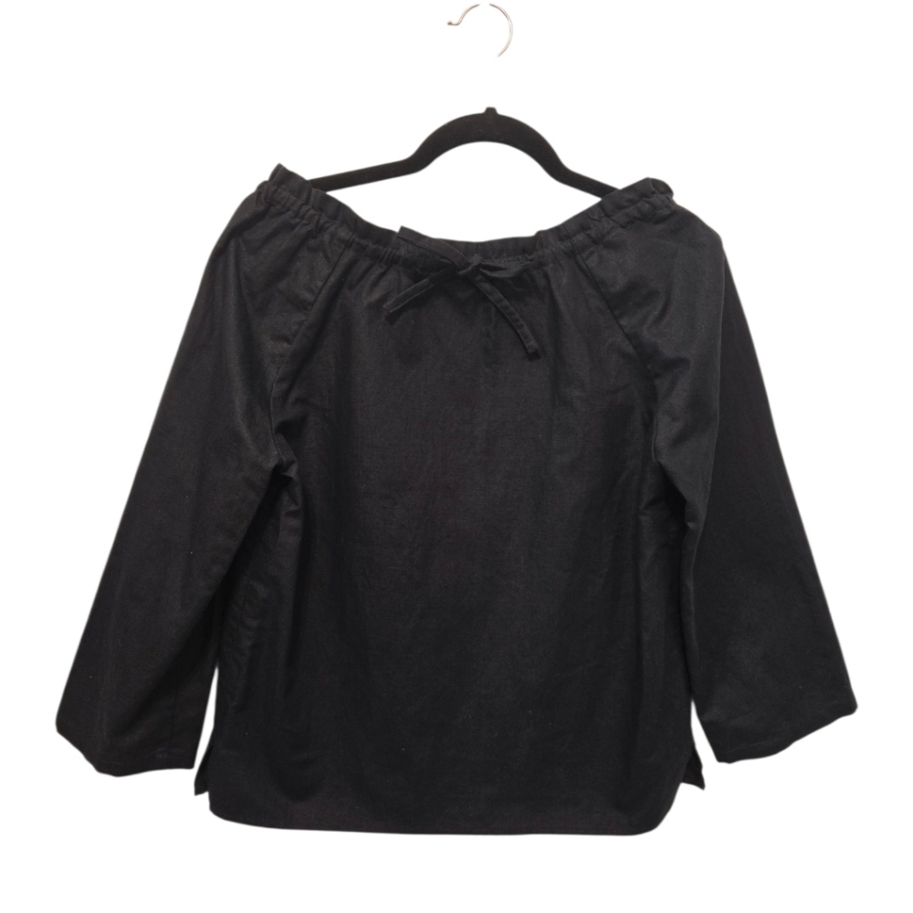 A.P.C. Black Cotton Linen Gathered Peasant Top Size Small - Picture 6 of 11